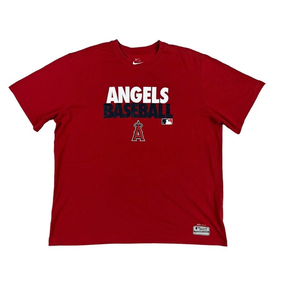 Nike Dri-Fit‎ MLB Los Angeles Angels Red Short Sleeve T-Shirt Sz XXL - Picture 1 of 7